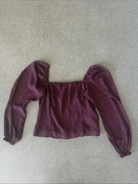Abercrombie & Fitch Burgundy Square-Neck Long Sleeve Top